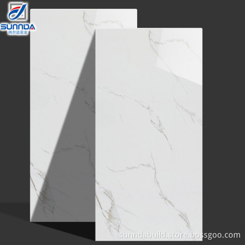 newest hot selling inkjet printing super glossy full glazed calacatta white porcelain marble porcelain flooring tiles